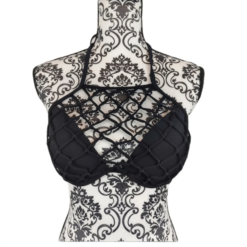 Shade and Shore black bikini rope design top 34C
